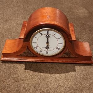 Elegant Mantel Clock in Warm Brown Wood Finish